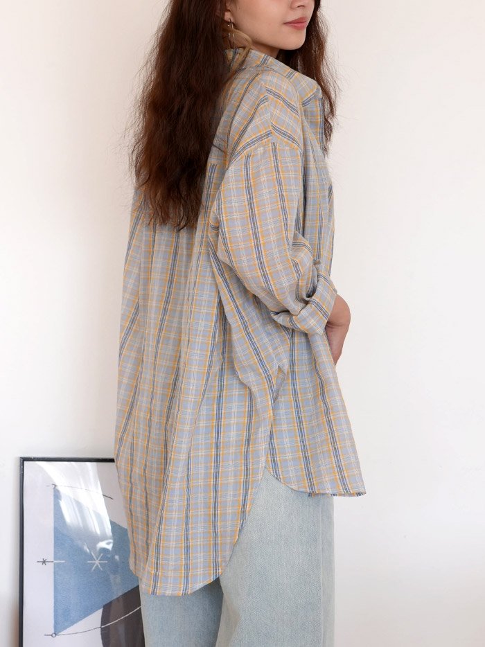 棉質慵懶style格紋襯衫 棉質慵懶style格紋襯衫